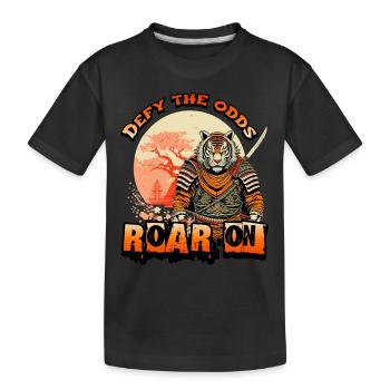 Tiger Samurai Defy The Odds Roar On - Kinder Premium Bio T-Shirt - Schwarz - Vorne