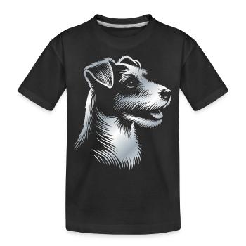 Russell Terrier dessin tête argent - T-shirt bio Premium Enfant - noir - Devant