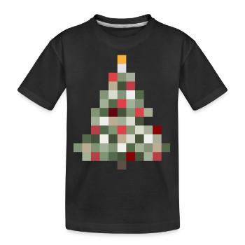 8-Bit Retro Tannenbaum Xmas - Kinder Premium Bio T-Shirt - Schwarz - Vorne