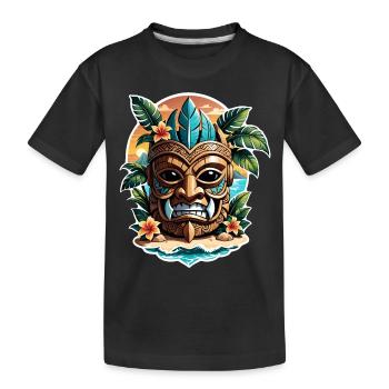 tiki beach - statue polynèsie - T-shirt bio Premium Enfant - noir - Devant