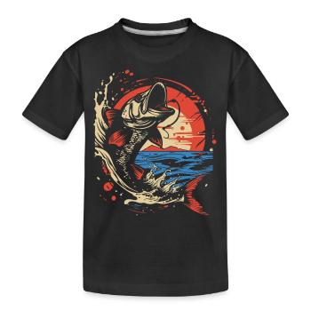 Angeln Fishing Ausflug Fische See Angelrute fisher - Kinder Premium Bio T-Shirt - Schwarz - Vorne