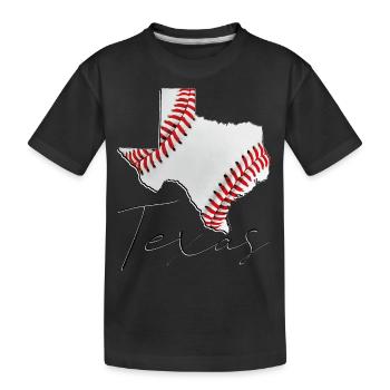 Real Baseball in Texas State Map TX - Kids' Premium Organic T-Shirt - black - Front