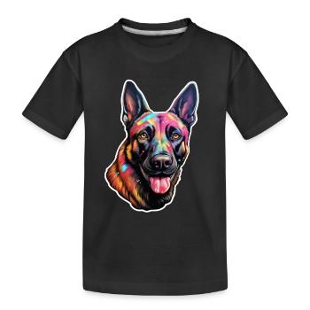 Belgian Malinois psychedelisch - Kinder Premium Bio T-Shirt - Schwarz - Vorne