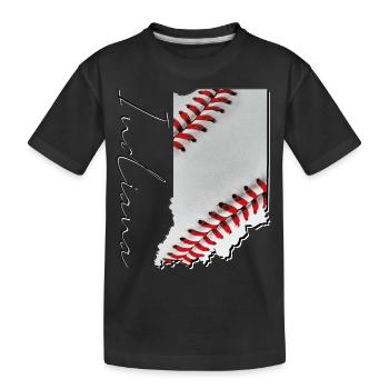 Real Baseball in the Indiana State Map IN - Kids' Premium Organic T-Shirt - black - Front