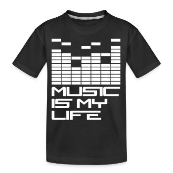Music is Life Equalizer Bar Waves Music Saying - Kids' Premium Organic T-Shirt - black - Front