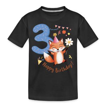 Kind Fuchs 3 Jahre 3. Geburtstag - Kinder Premium Bio T-Shirt - Schwarz - Vorne