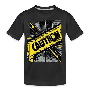 Drôle Tendance Noir Jaune Avertissement Ruban Avertissement - T-shirt bio Premium Enfant - noir - Devant