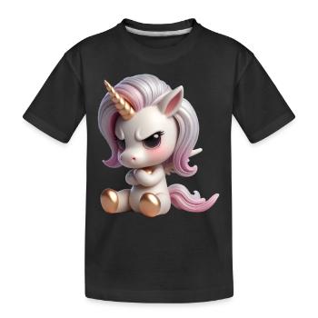 Einhorn grimmig 2 - Kinder Premium Bio T-Shirt - Schwarz - Vorne