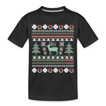 Retro Christmas Pattern - Kids' Premium Organic T-Shirt - black - Front