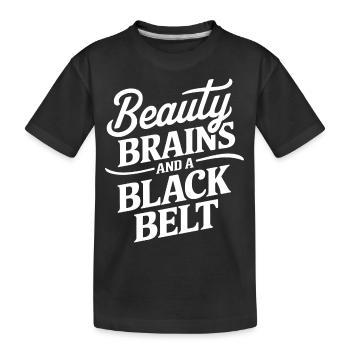 Schwarzgurt und Selbstbewusstsein - Kinder Premium Bio T-Shirt - Schwarz - Vorne