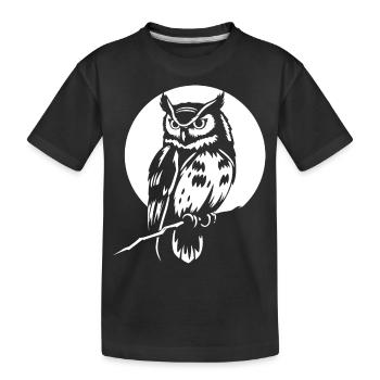 Owl in the full moon - Kids' Premium Organic T-Shirt - black - Front