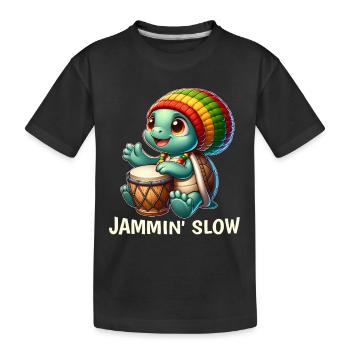 Reggae Turtle - Kids' Premium Organic T-Shirt - black - Front