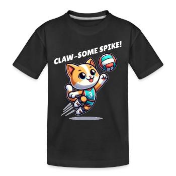 Cat volleyball - Kids' Premium Organic T-Shirt - black - Front