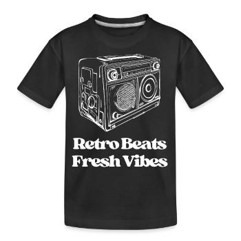Retro Beats, Fresh Vibes - Kids' Premium Organic T-Shirt - black - Front