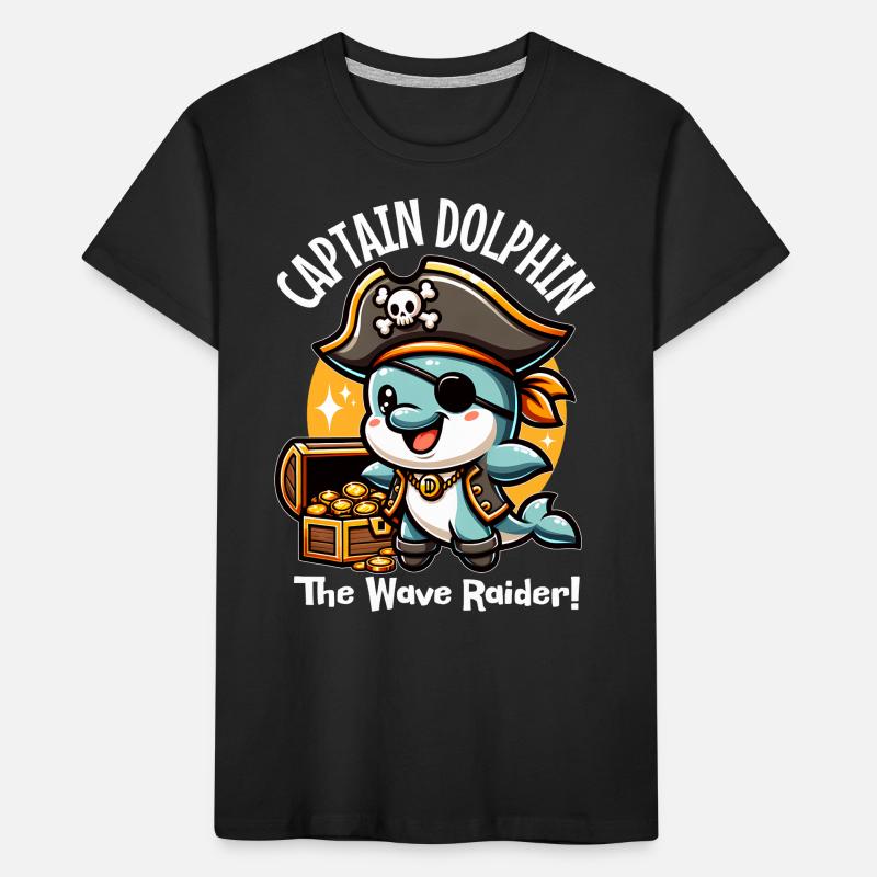 Pirate Dolphin Wave Raider Kids' Premium Organic T-Shirt