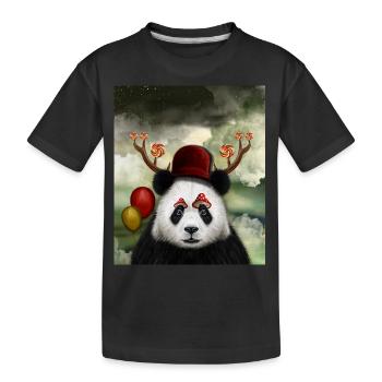 Panda fantaisiste - Cadeau d’animaux mignons peints à la main - T-shirt bio Premium Enfant - noir - Devant