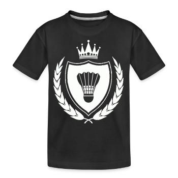 Coat of arms badminton - Kids' Premium Organic T-Shirt - black - Front