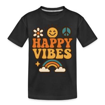 Retro Hippie Design Sonne Regenbogen Blume - Kinder Premium Bio T-Shirt - Schwarz - Vorne