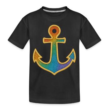 Anker Seemann in Glitzer Gold Pailletten - Kinder Premium Bio T-Shirt - Schwarz - Vorne