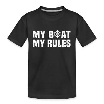 Mein Boot meine Regeln T-Shirt Segelboot Segelboot - Kinder Premium Bio T-Shirt - Schwarz - Vorne