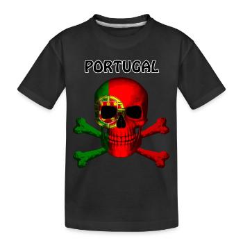 Crâne Jolly Roger Pirate Flag Portugal R6Z - T-shirt bio Premium Enfant - noir - Devant