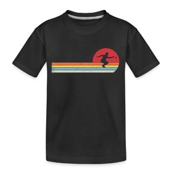 Retro Petanque Ball T-Shirt - Kinder Premium Bio T-Shirt - Schwarz - Vorne