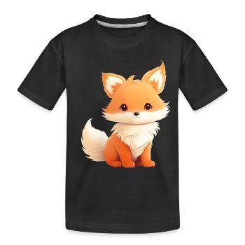 Niedliche Fuchs Illustration - Kinder Premium Bio T-Shirt - Schwarz - Vorne