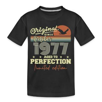 1977 Oktober 1977 Geburtstag Oktober 1977 - Kinder Premium Bio T-Shirt - Schwarz - Vorne