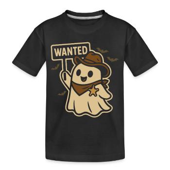 Halloween Geist Cowboy Wanted Design - Kinder Premium Bio T-Shirt - Schwarz - Vorne