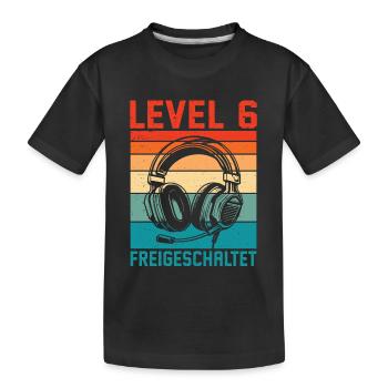 Garçons du 6e anniversaire : niveau 6 débloqué - T-shirt bio Premium Enfant - noir - Devant
