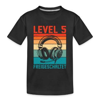 5. Geburtstag Jungen Gamer Level 5 Freigeschaltet - Kinder Premium Bio T-Shirt - Schwarz - Vorne
