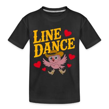 Linedance Eule mit Hut - Kinder Premium Bio T-Shirt - Schwarz - Vorne