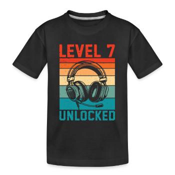 Kind 7 Jahre alt Level 7 freigeschaltet, 7. Geburtstag - Kinder Premium Bio T-Shirt - Schwarz - Vorne