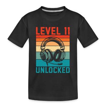 Level 11 freigeschaltet, 11. Jahrestag - Kinder Premium Bio T-Shirt - Schwarz - Vorne