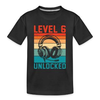 Enfant 6 ans Niveau 6 Débloqué, 6ème anniversaire - T-shirt bio Premium Enfant - noir - Devant