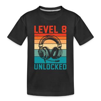 Enfant 8 ans Niveau 8 Débloqué, 8ème anniversaire - T-shirt bio Premium Enfant - noir - Devant