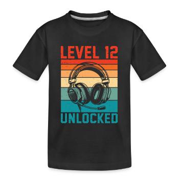 12 Jahre altes Level freigeschaltet - 12th Anniversary Gamer - Kinder Premium Bio T-Shirt - Schwarz - Vorne