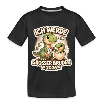 Big Brother 2026 Egg Baby Dino Dinosaur - Kids' Premium Organic T-Shirt - black - Front
