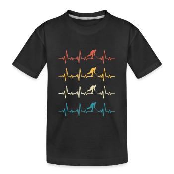 Retro Heartbeat Hockey - Kinder Premium Bio T-Shirt - Schwarz - Vorne