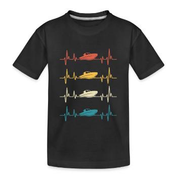Motorboat Heartbeat Yacht Captain - Kids' Premium Organic T-Shirt - black - Front