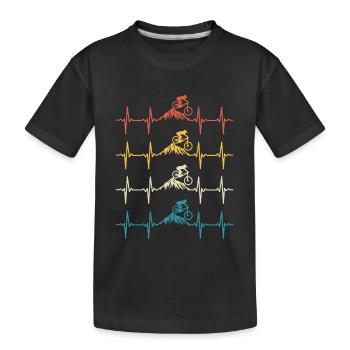 Vélo de montagne Heartbeat retro vélo de montagne  - T-shirt bio Premium Enfant - noir - Devant