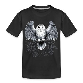 Magische Schneeule - Kinder Premium Bio T-Shirt - Schwarz - Vorne