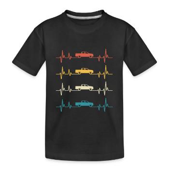 Pick-up Retro-Heartbeat-Geländewagen - Kinder Premium Bio T-Shirt - Schwarz - Vorne