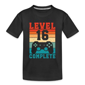 16. Geburtstag Level 16 Complete 16 Jahre Gamer  - Kinder Premium Bio T-Shirt - Schwarz - Vorne