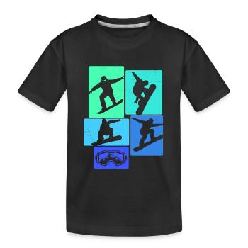 Snowboarden Retro Snowboard Snowboarding Snowboard - Kinder Premium Bio T-Shirt - Schwarz - Vorne