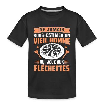 un vieil homme qui joue aux fléchettes - T-shirt bio Premium Enfant - noir - Devant