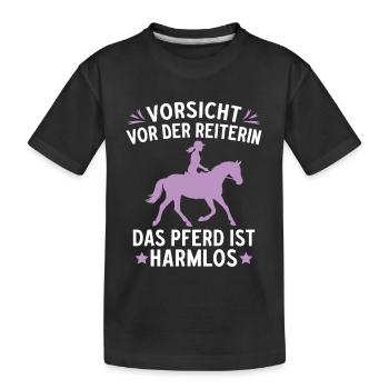 Beware of the rider, the horse is harmless - Kids' Premium Organic T-Shirt - black - Front