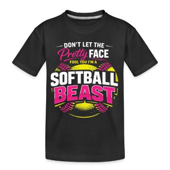 Softball-Humorspielerin Sportmädchen Pink Gift - Kinder Premium Bio T-Shirt - Schwarz - Vorne