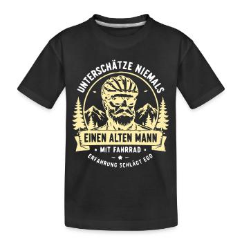 Alter Mann mit Fahrrad Emblem - Kinder Premium Bio T-Shirt - Schwarz - Vorne