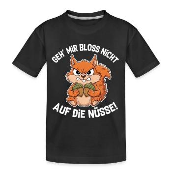 Eichhörnchen | Geh mir bloss nicht auf die Nüsse - Kinder Premium Bio T-Shirt - Schwarz - Vorne